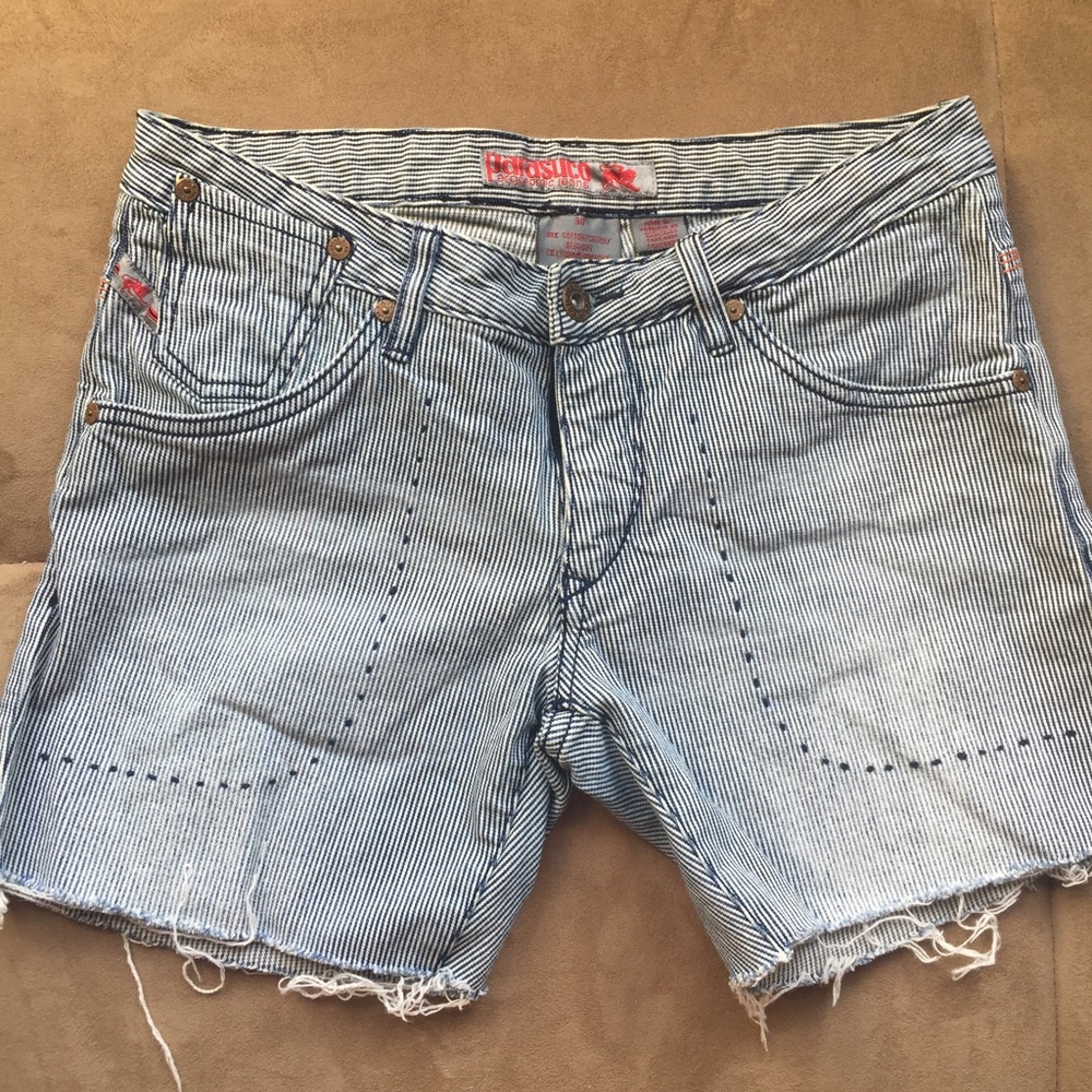 Y2K Parasuco Mid Rise Stripe Cut Off Shorts sz 30